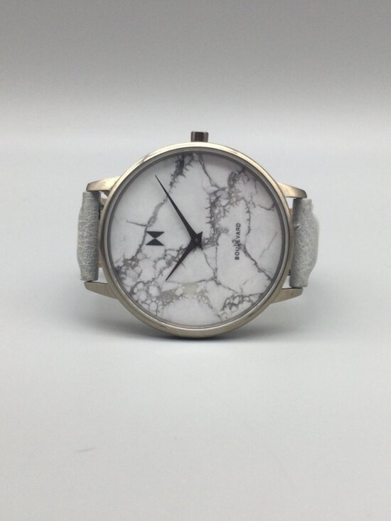 MVMT Boulevard Watch Women 38mm Silver Tone Crescent Marble Leather New Battery main image 7